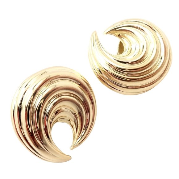 Authentic! Tiffany & Co 18k Yellow Gold Crescent Moon Vintage Earrings - Picture 6 of 9